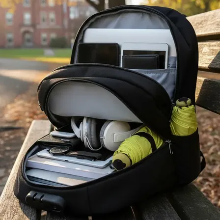 Mochila Anti Furto Notebook Saida Cabo Aux Usb Fone Ouvido
