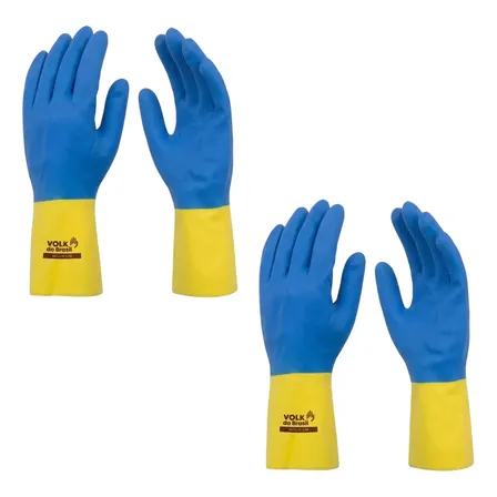 Kit 2 Luva Látex Neoprene Limpeza Antiderrapante Bicolor Epi