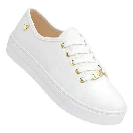 Tênis Feminino Casual Confortável Pingente Branco Coração 00