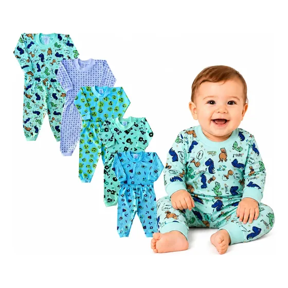 Roupa Bebê Kit 10 Pijama Bebê Malha Rn Ao G Barato Atacado