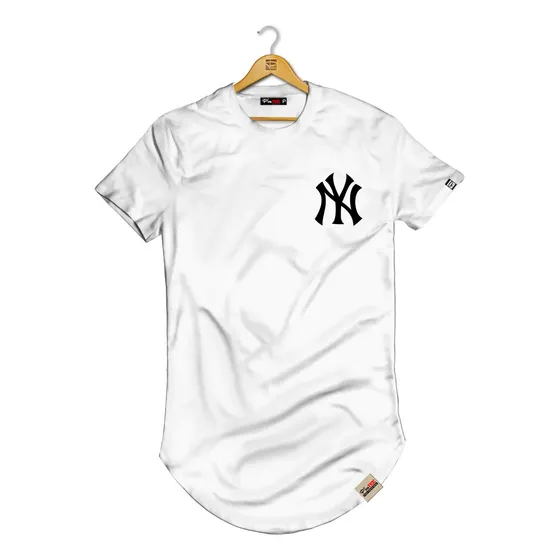 Camiseta Longline New York Camisas Blusas Ny Manga Curta A1