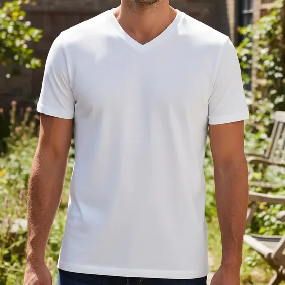 Camiseta Gola V Masculina Malha Premium Não Precisa Passar