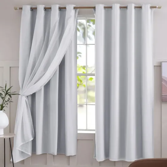 Cortina Blackout Pvc Com Voil Liso 2,80x2,30 Para Sala