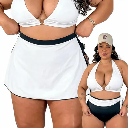 Calcinha De Biquíni Plus Size Saída Embutida Levanta Bumbum