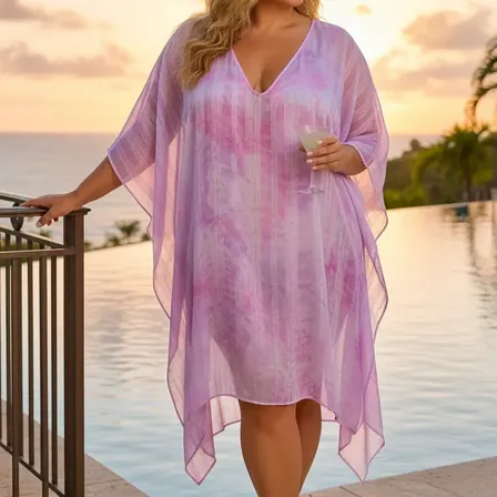 Saída Praia Kafitan Plus Size Cetim Plus Size