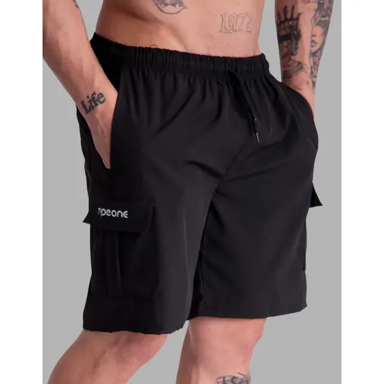 Short Cargo Masculino 5 Bolsos Tactel Elastano Leve Casual
