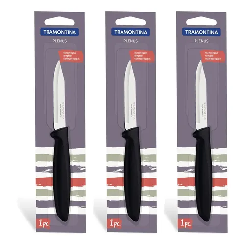 Faca Legumes E Frutas Tramontina Aço Inox Kit 3 Unidades