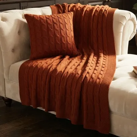 Peseira Manta Trança Sala Cama Solteiro Sofá Tricot 160x60cm