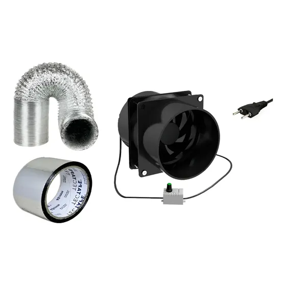 Kit Exaustor Axial 150mm C/ Dimmer + Duto Flexivel 1m Coifa