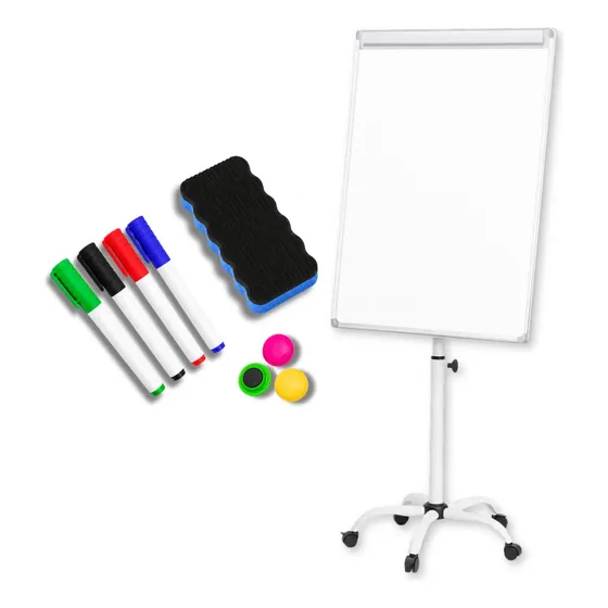 Cavalete Flip Chart 100x70cm Lousa Magnético Com Rodas Móvel