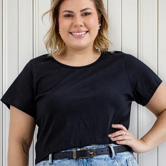 Blusa Cropped Feminina 3047a 100% Algodão Casual Plus Size