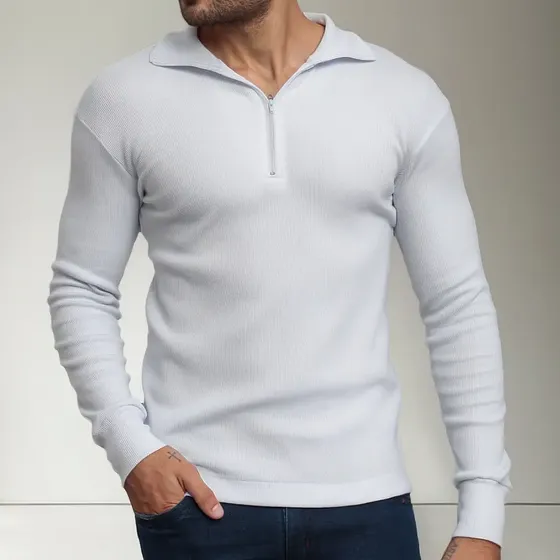 Camiseta Suéter Cacharrel Manga Longa Zíper