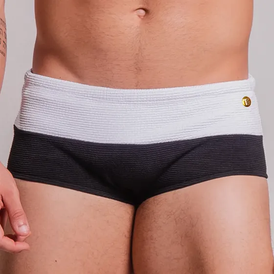Sunga Tradicional Básica Duas Cores Branco E Preto