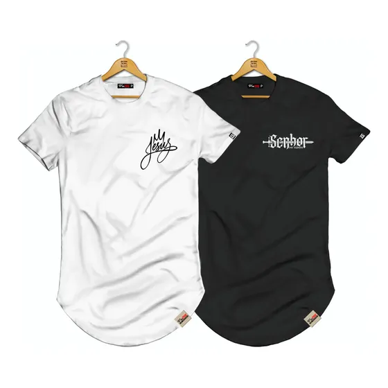 Kit 2 Camisas Longline Blusas Alongadas Estilo Street Wear