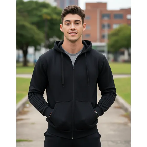 Moletom Ziper Com Capuz Blusa Casaco Grosso Forrado