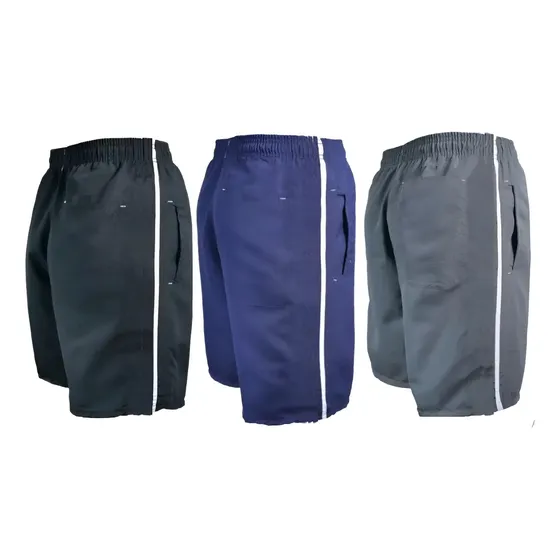 Kit 3 Bermuda Masculina Tactel 3 Bolsos Academia Corrida