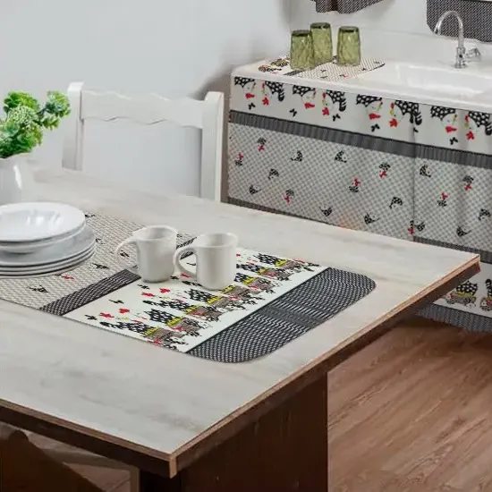 Kit Jogo De Cozinha Completo 10 Peças Estampado Caminho Mesa