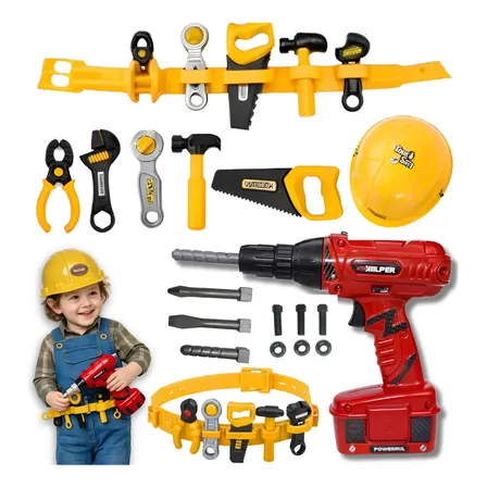 Brinquedo Infantil Parafusadeira Eletrica Cinto Ferramentas