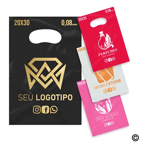 Sacolas Plástica Personalizada 20x30 - 500 Unidades Esp.0,8