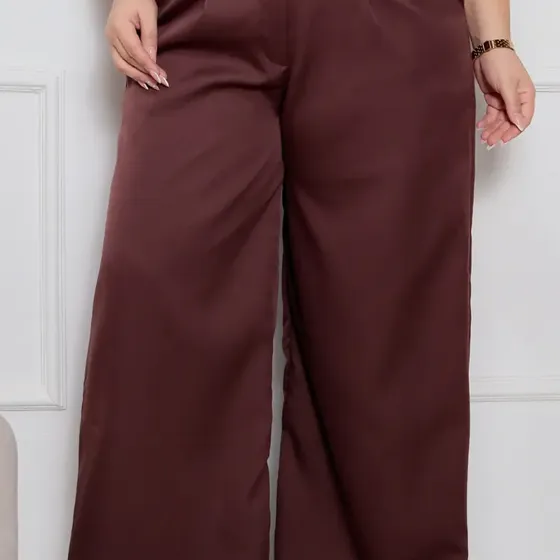 Calça Pantalona Plus Size Alfaiataria Wide Leg Social