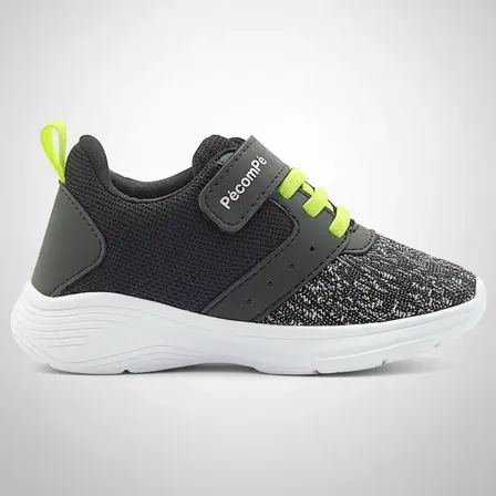 Tenis Infantil Preto Branco Menino Escolar Pé Com Pé Casual