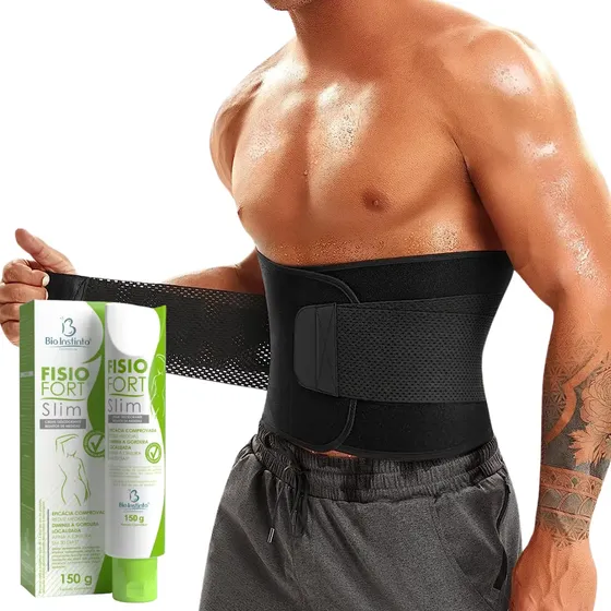 Cinta Térmica Abdominal Masculina Academia + Creme Redutor