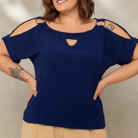 Blusa Feminina Plus Size Elegante Social Moderna Do 44 Ao 58