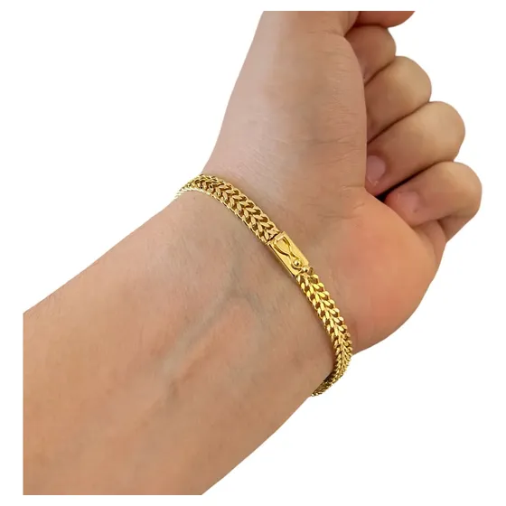 Pulseira Union 6mm Masculina Banhada A Ouro 18k
