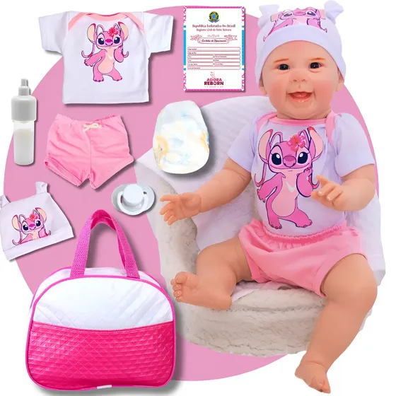 Bebê Reborn Boneco Realista Mayze Mickey Bolsa Maternidade