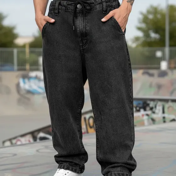 Calça Jeans Balão Bag Skate Boca Larga Masculina Hunter