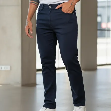 Calça Jeans Preta Skinny Masculina Casual Com Elastano