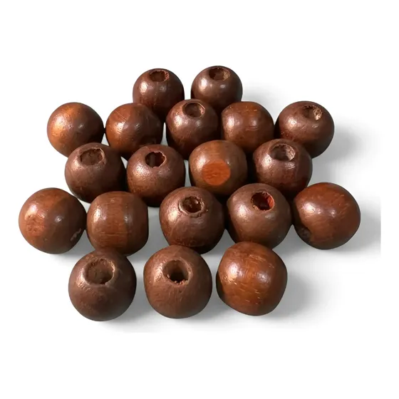 50pçs - Bolinhas De Madeira P/ Artesanato C/ Passante - 20mm