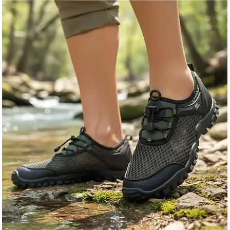Tênis Track Air Mesh Pesca Camping Trilha Lazer Verde Oliva