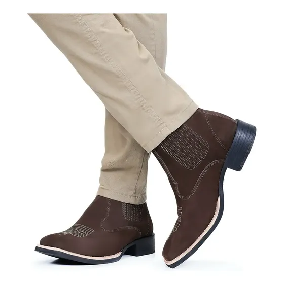 Bota Texana Country Couro Bico Quadrado Cano Curto 33 Ao 45