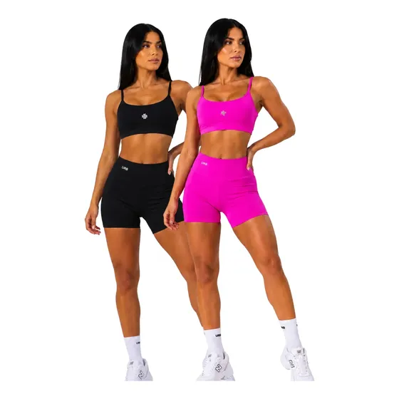 Conjunto De Academia Top + Short Com Cos Alto Kit 2 Forrados