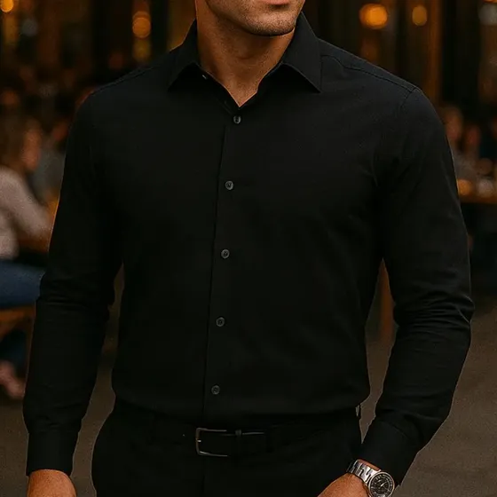 Camisa Social Masculina Manga Longa Tricoline