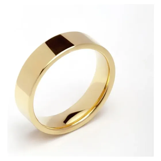 Aliança Tungstênio 4mm Reta Folheada Banhada Ouro Avulsa