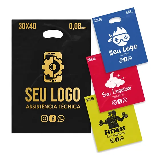 Sacola Plástica Personalizadas 30x40, Unidade 500 - Esp 0,08