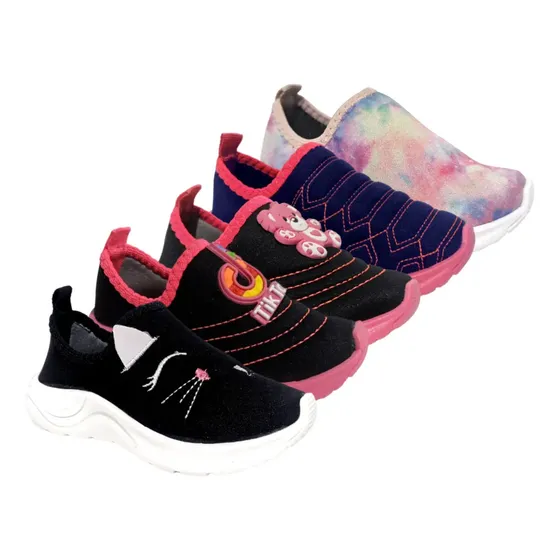 Kit 5 Tenis Calce Fácil Infantil Menina Atacado Combo 20ao34