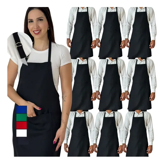 Kit 10 Avental Liso Cozinha Garçom Restaurante Uniforme