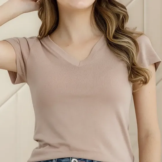 Blusinha Gola V Feminina Fresquinha Ideal Para Compor Looks