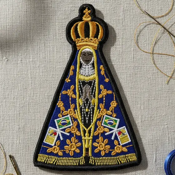 Lindo Patch Bordado Nossa Senhora Aparecida 11x7cm Cód. 6532