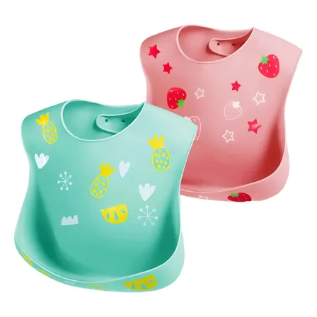 Kit Com 2 Bebê Babador De Silicone Gumy Com Pega Migalhas