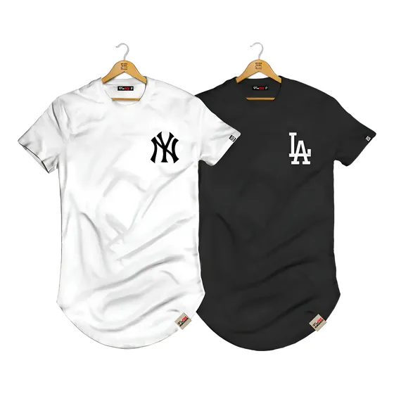 Kit 2 Camisas Longline Blusa Alongada Estilo Street Wear Top