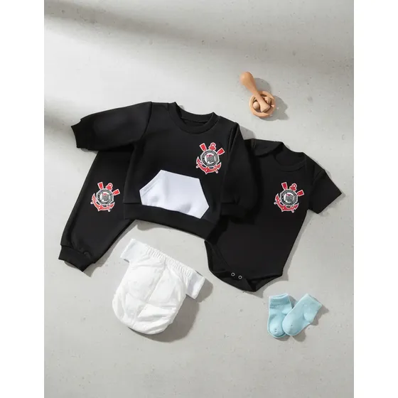 Kit Agasalho Bebê Corinthians 3 Peças