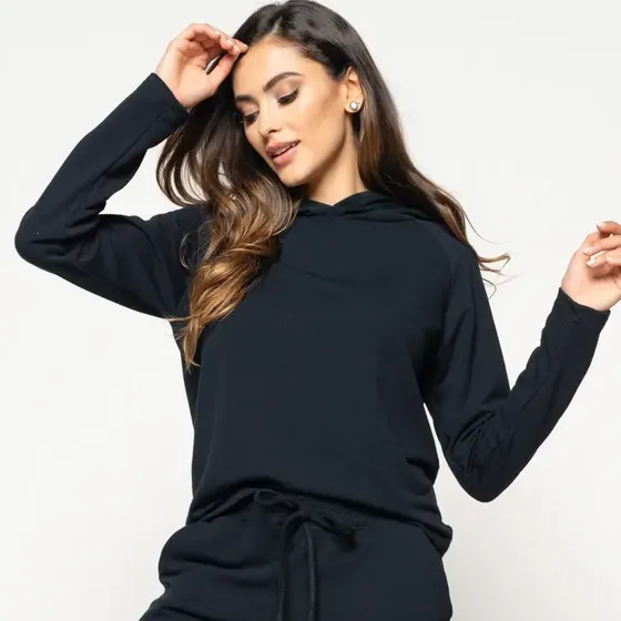 Conjunto De Moletinho Feminino Com Casaco Capuz E Calça Jogg