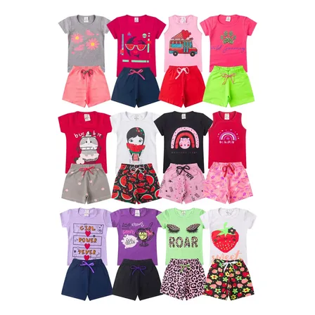 Kit Conjunto Infantil Verão 10 Peças Feminino Barato Premium