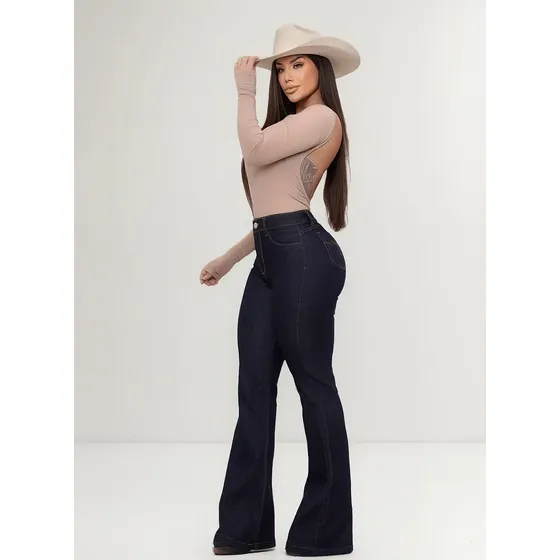 Calça Country Feminina Rodeio Premium Com Elastano Cintura