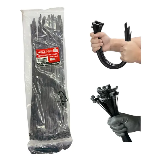 Kit 100 Abraçadeira Nylon Enforca Gato 7,6mm X 400mm Grande