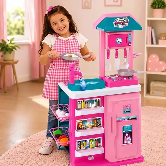 Cozinha Grande Sai Agua Infantil Completa Forno Geladeira